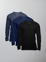 Kit 3 HENLEY Algodão Egípcio - Manga Longa - Personalize