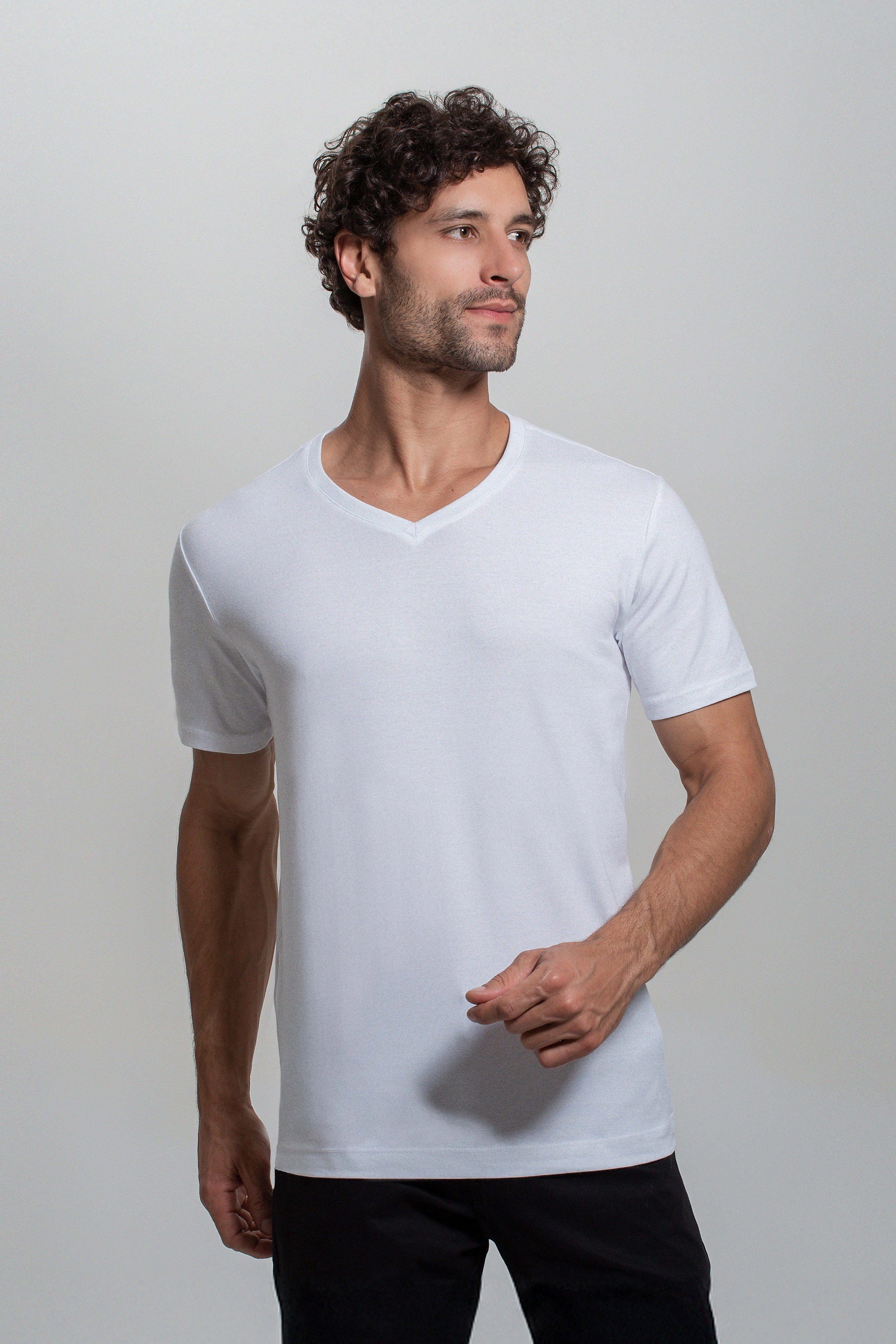 (KIT3) Camiseta Algodão Egípcio Gola V