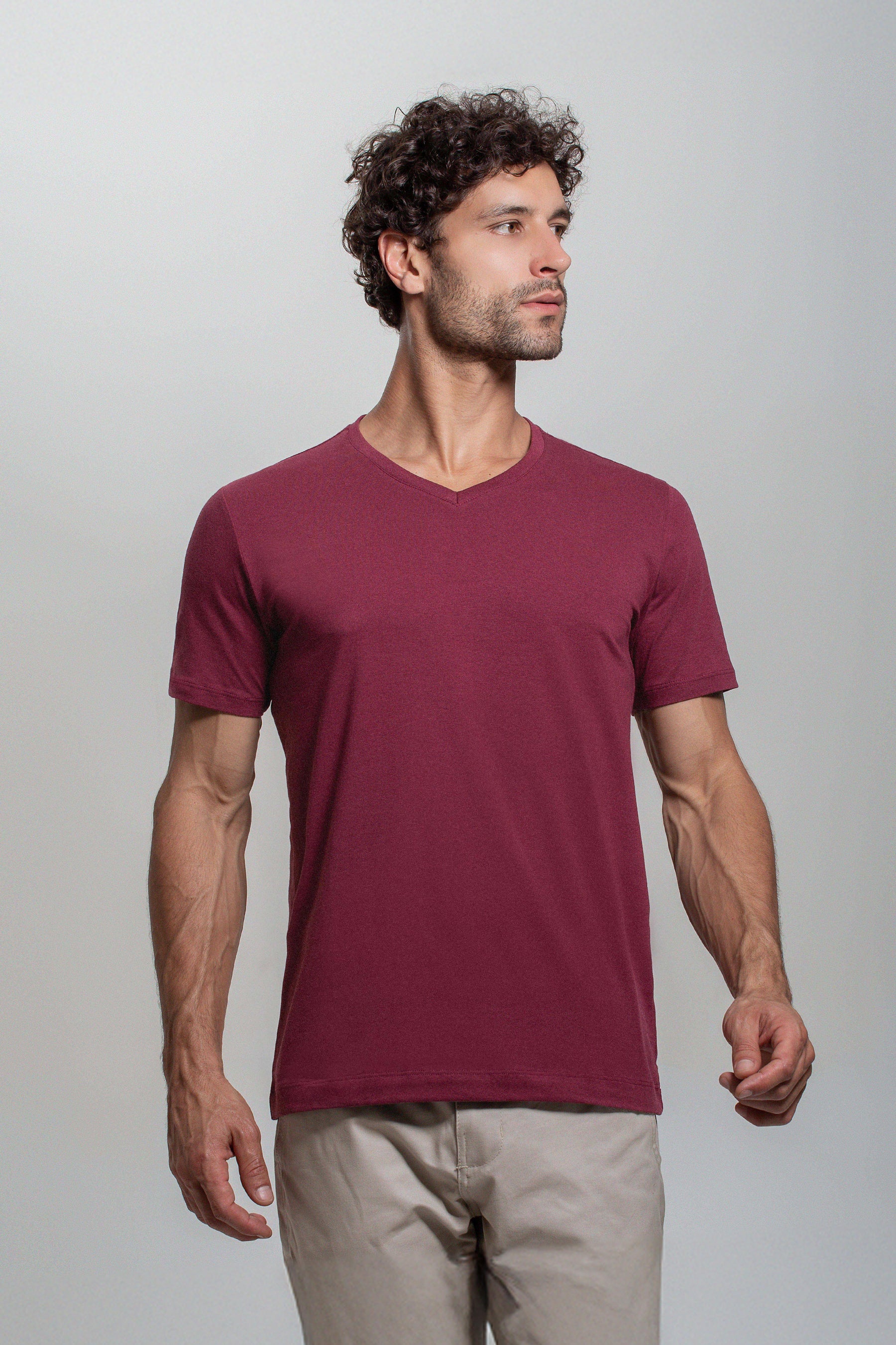 (KIT3) Camiseta Algodão Egípcio Gola V