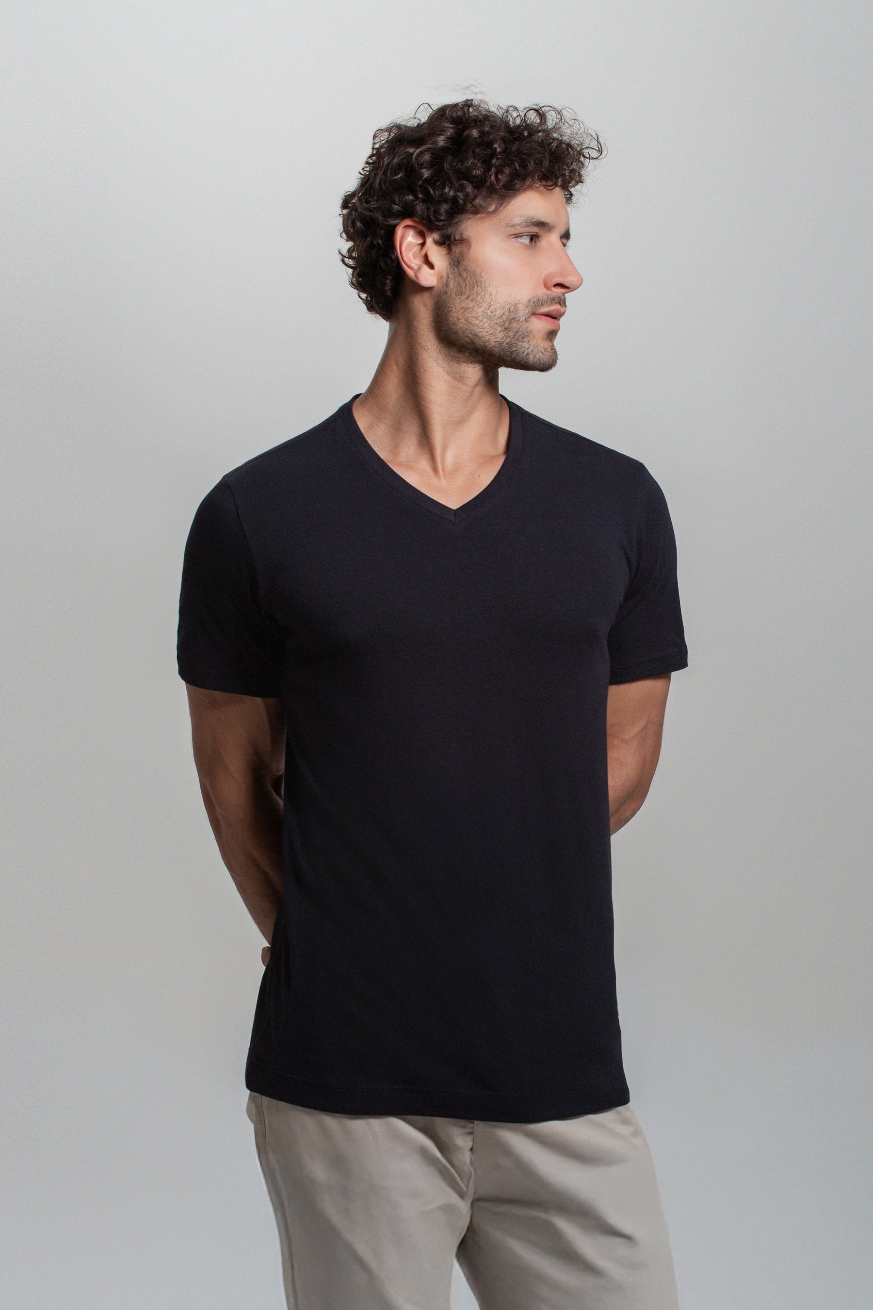 (KIT3) Camiseta Algodão Egípcio Gola V