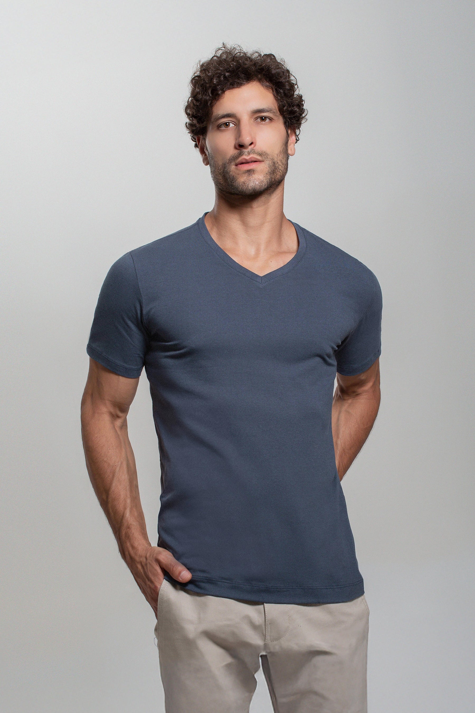 (KIT3) Camiseta Algodão Egípcio Gola V