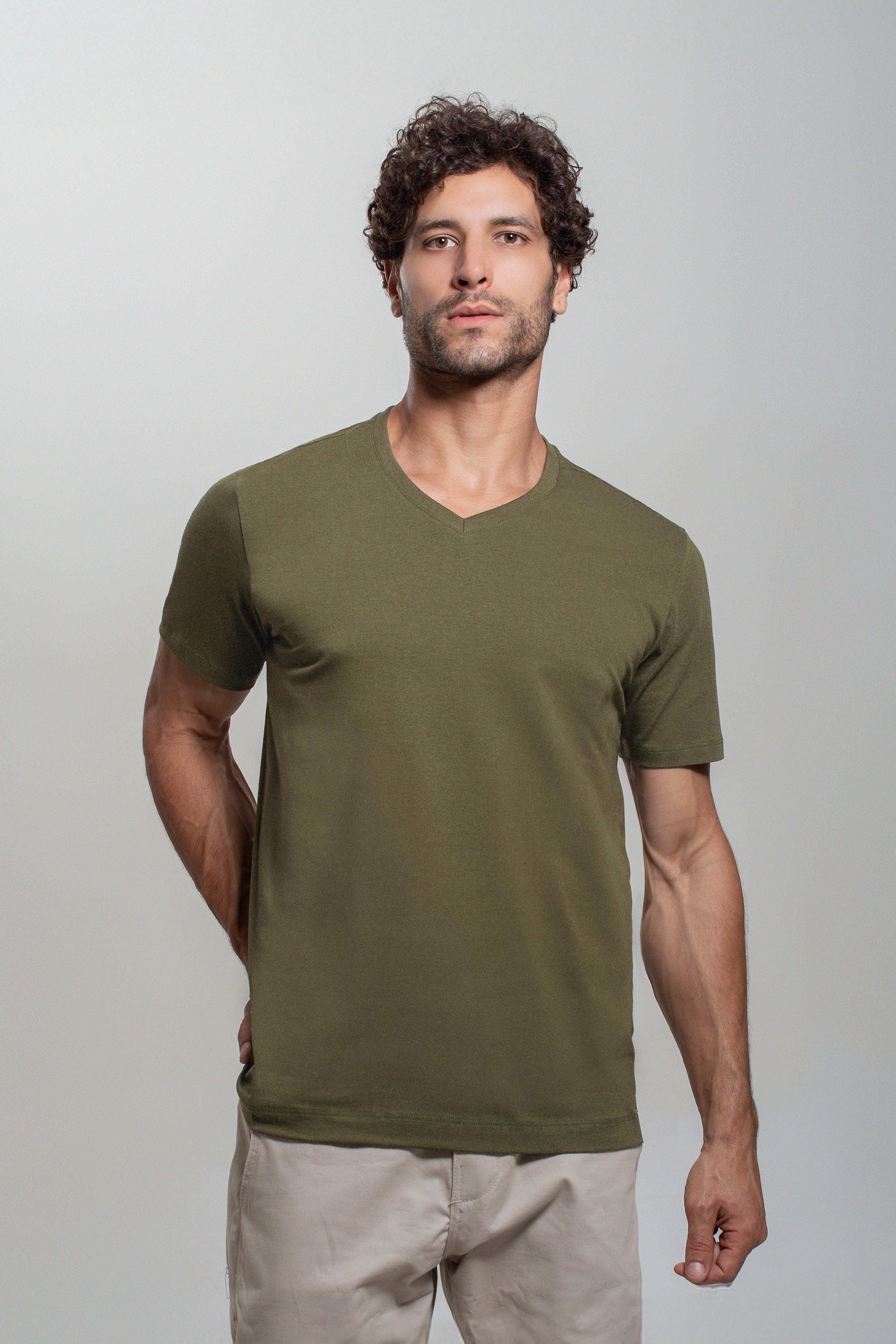 (KIT3) Camiseta Algodão Egípcio Gola V