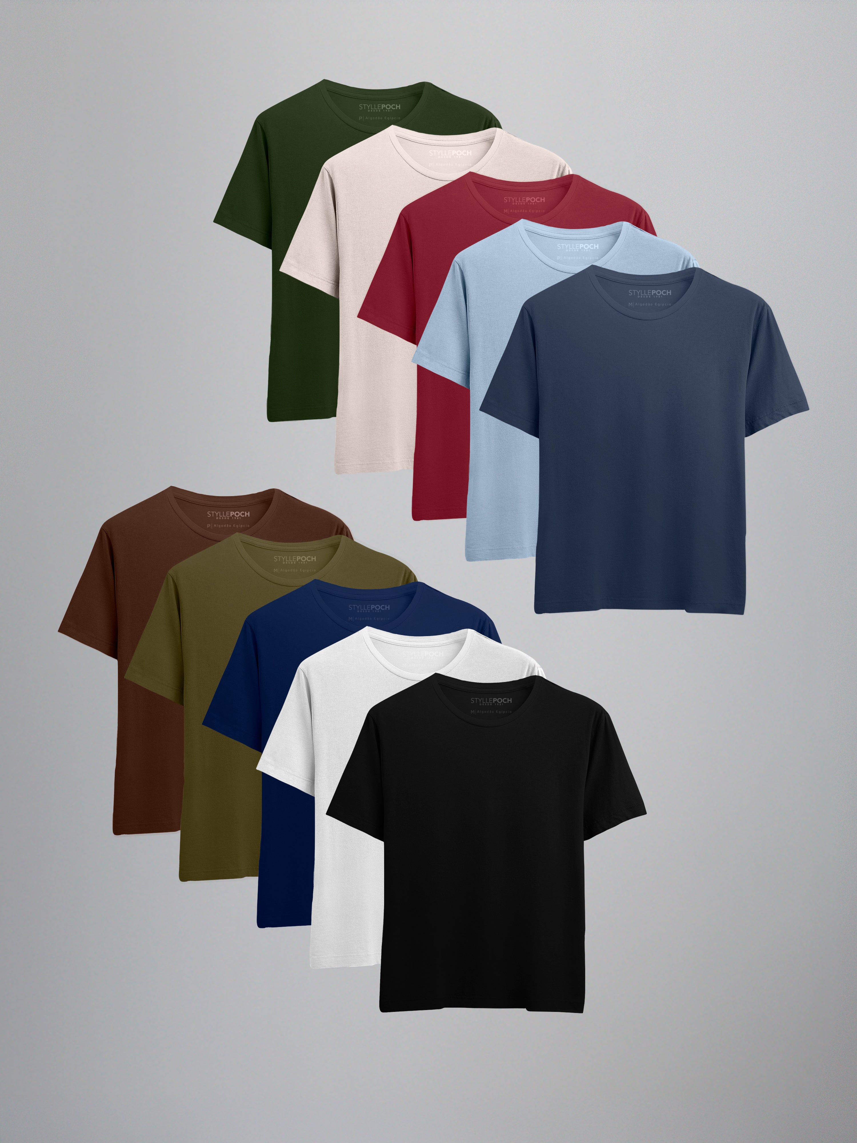 Kit 10 Camisetas Algodão Egípcio C/V - 100% Personalizável