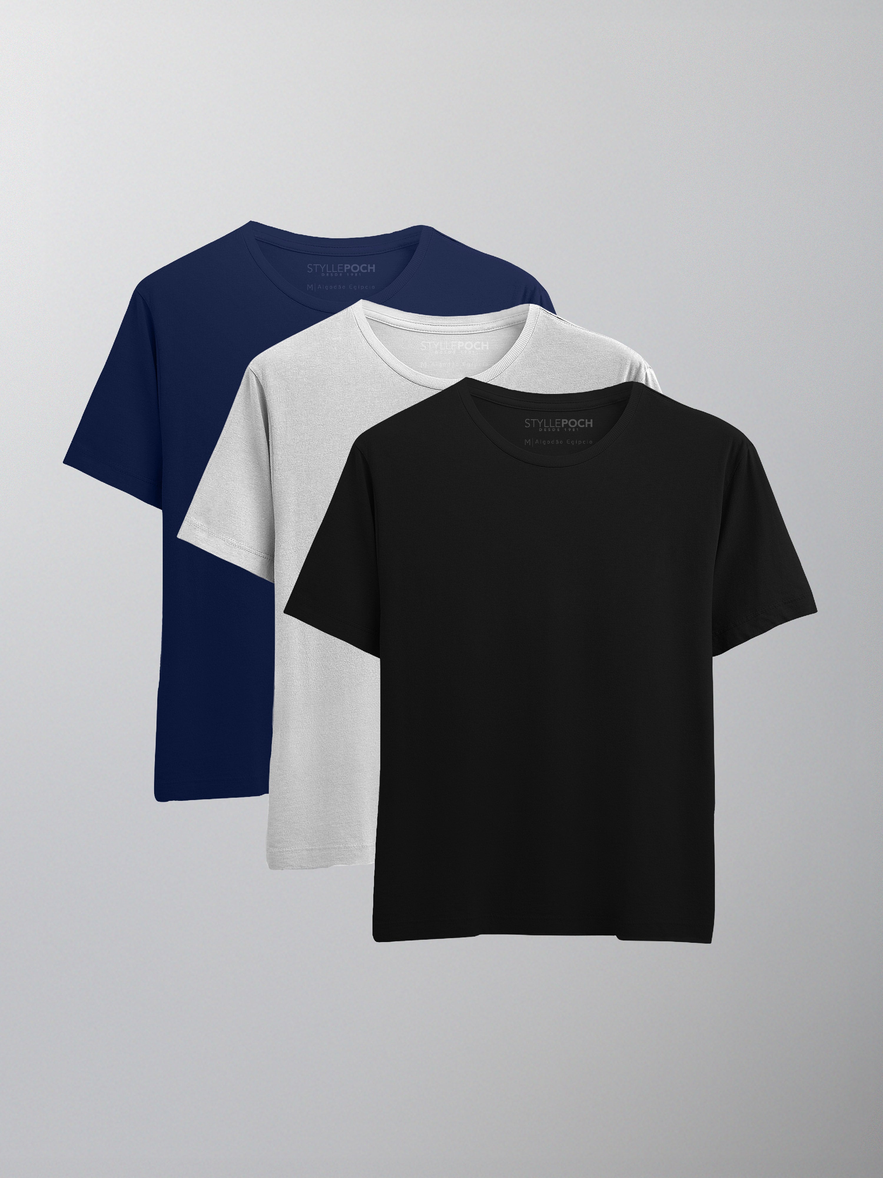 Kit 3 Camisetas Algodão Egípcio C/ V - Personalize