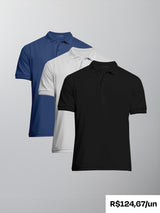 Kit 3 Camisas Polo Algodão Egípcio - Personalize