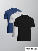 Kit 3 Camisas Polo Algodão Egípcio - Personalize