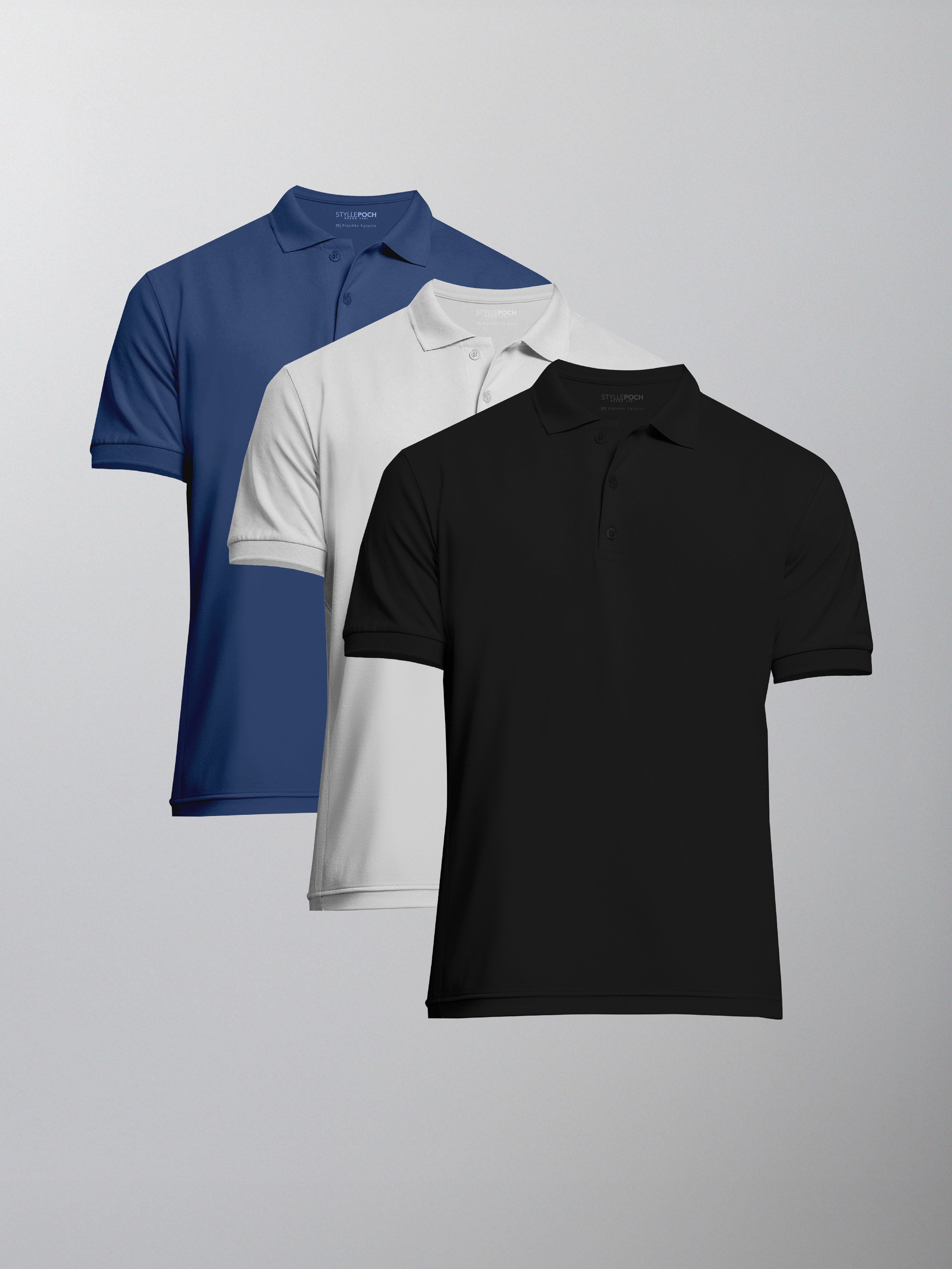 Kit 3 Camisas Polo Algodão Egípcio - Personalize