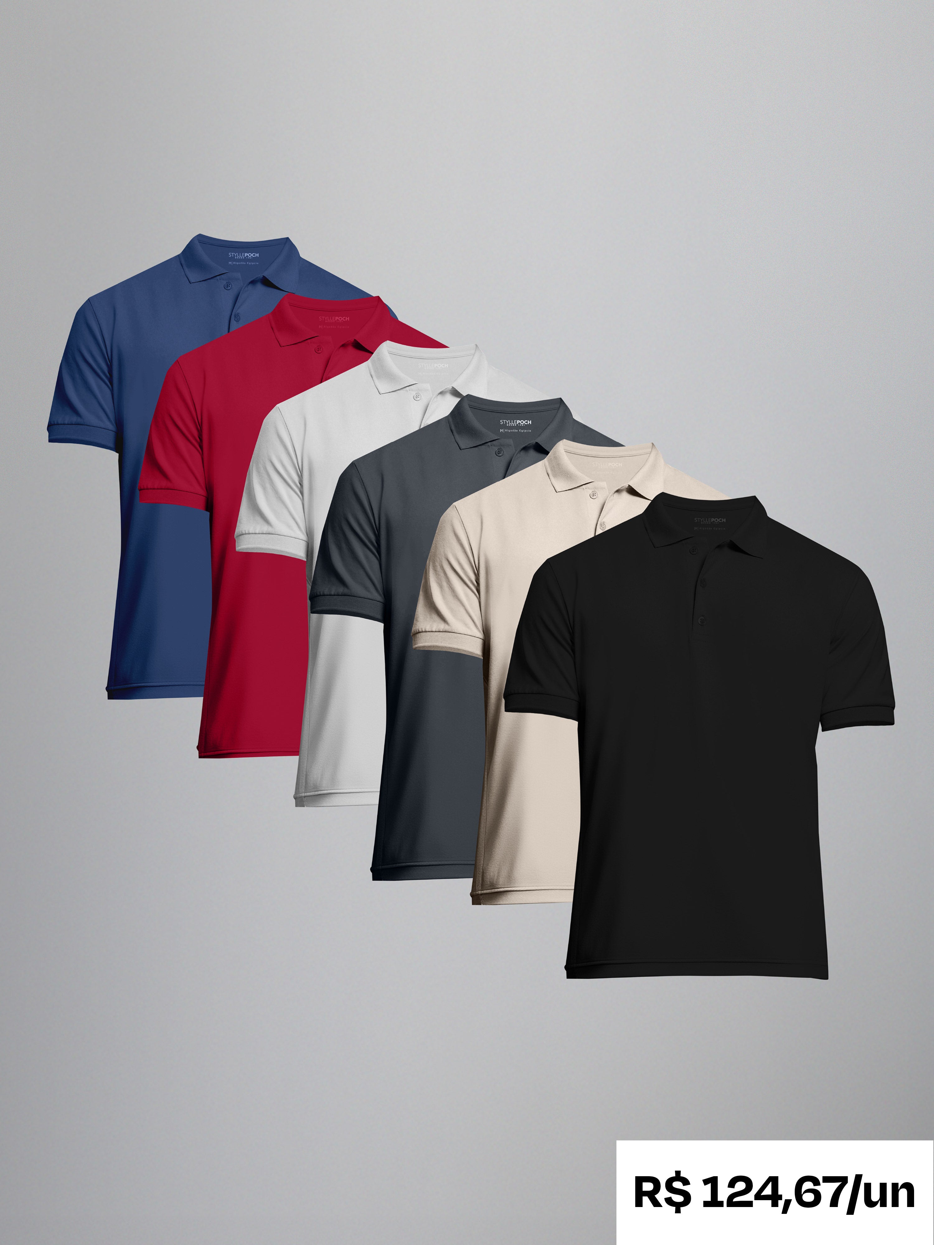 Kit 6 Camisas Polo Algodão Egípcio - Personalize
