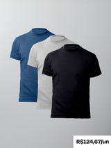 Kit 3 Camisetas Gola Alta Suedine Egípcio - Personalize