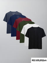 Kit 6 Camisetas HENLEY Algodão Egípcio - Personalize