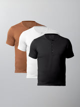 Kit 3 Camisetas HENLEY Algodão Pima - Personalize