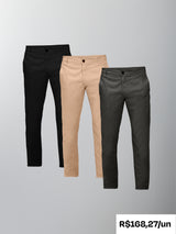 Kit 3 Calças Chino Alfaiataria - Personalize