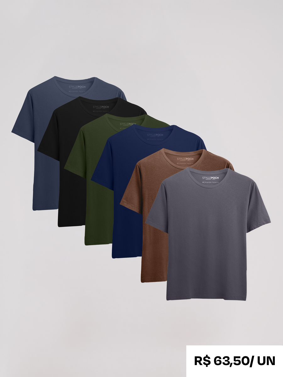 Kit 6 Camisetas Algodão Egípcio C/ V - Personalize