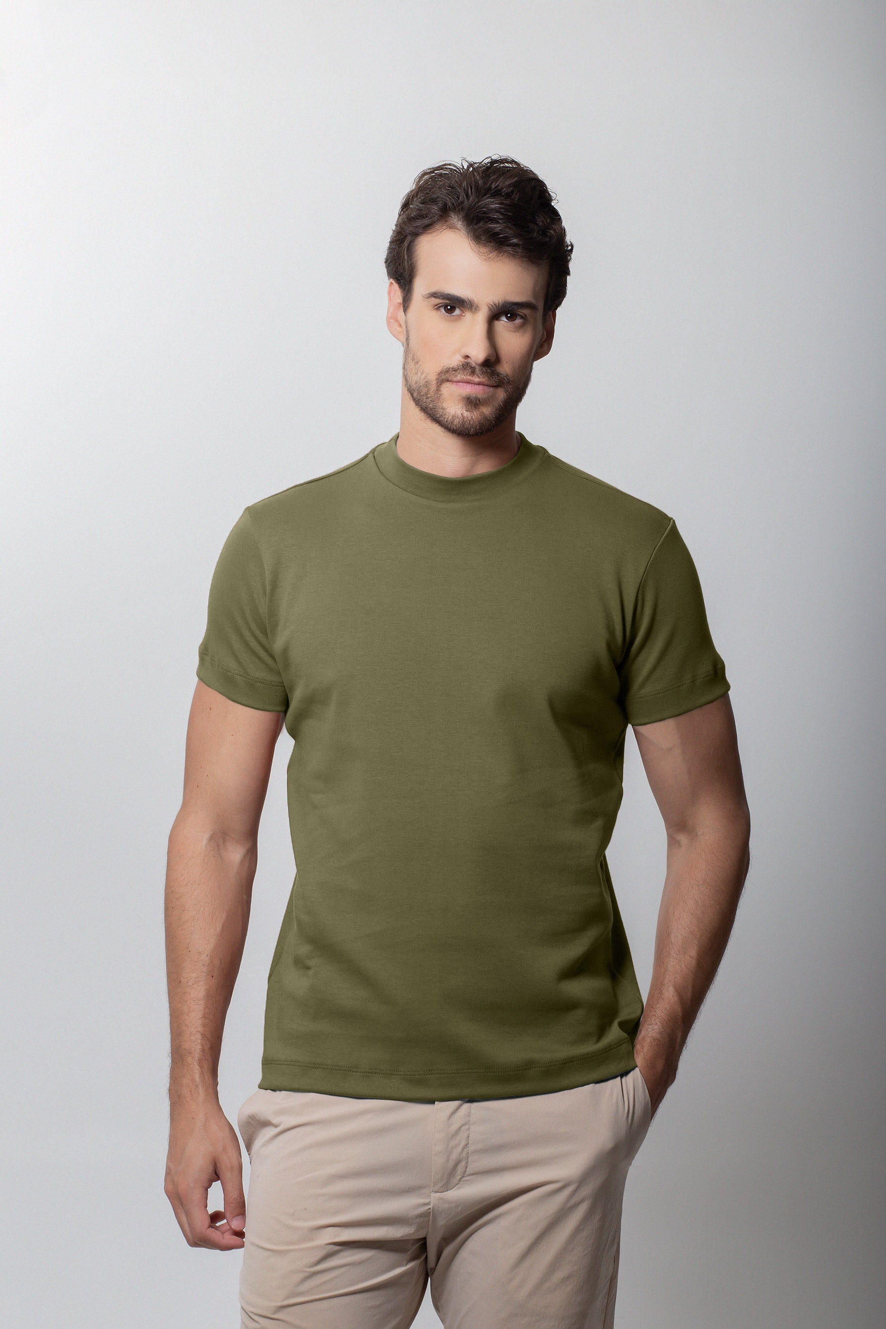 (KIT3) Camiseta Gola Alta Suedine Egípcio