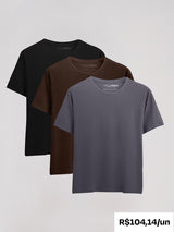 Kit 3 Camisetas Algodão Egípcio C/ V - Personalize