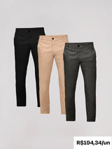 Kit 3 Calças Chino Alfaiataria - Personalize
