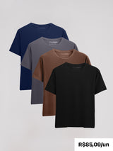 Kit 4 Camisetas Algodão Egípcio C/ V - SUPER OFERTA