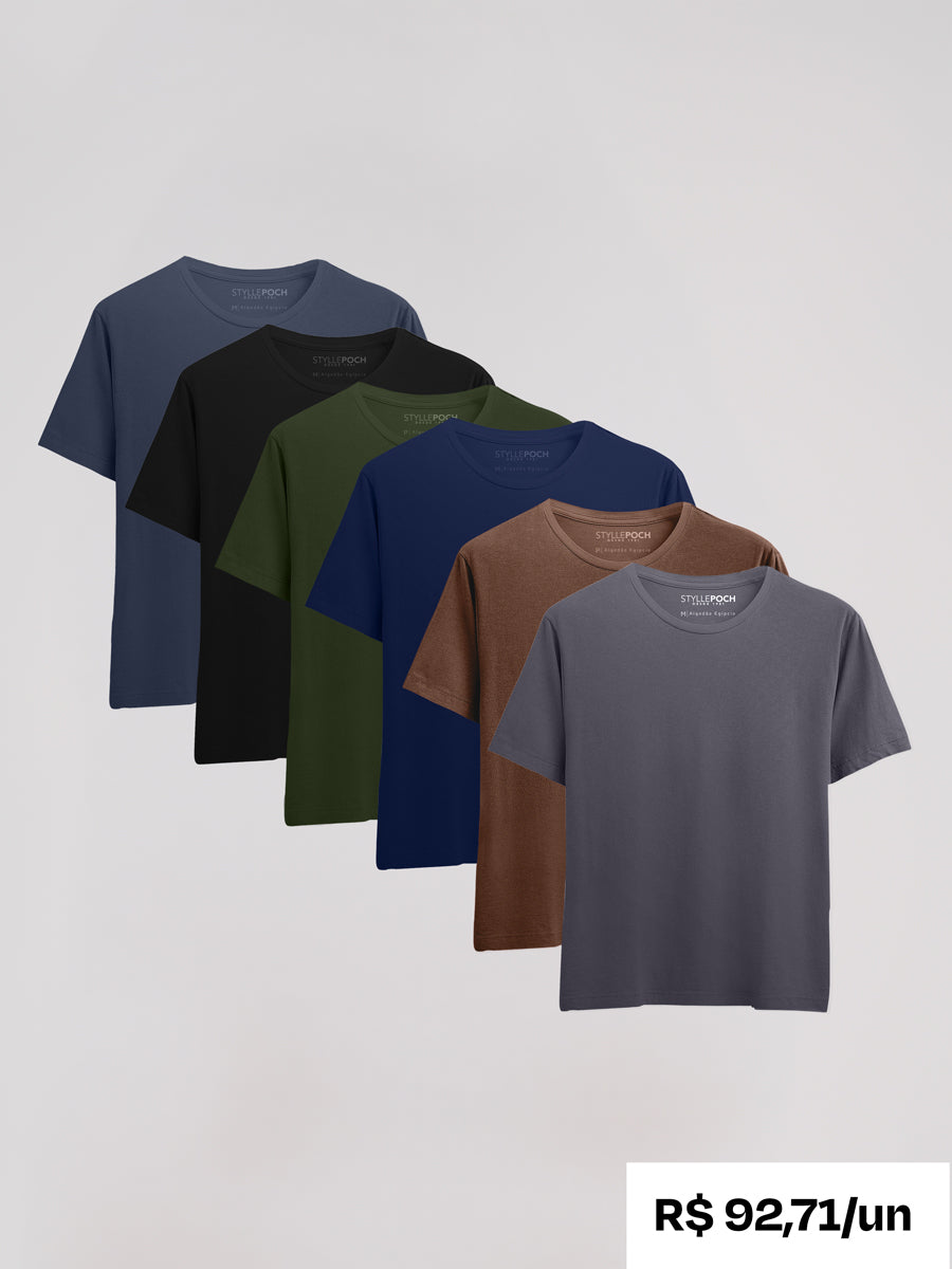 Kit 6 Camisetas Algodão Egípcio C/ V - Personalize