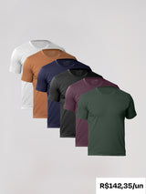 Kit 6 Camisetas Algodão Pima Gola C - Personalize