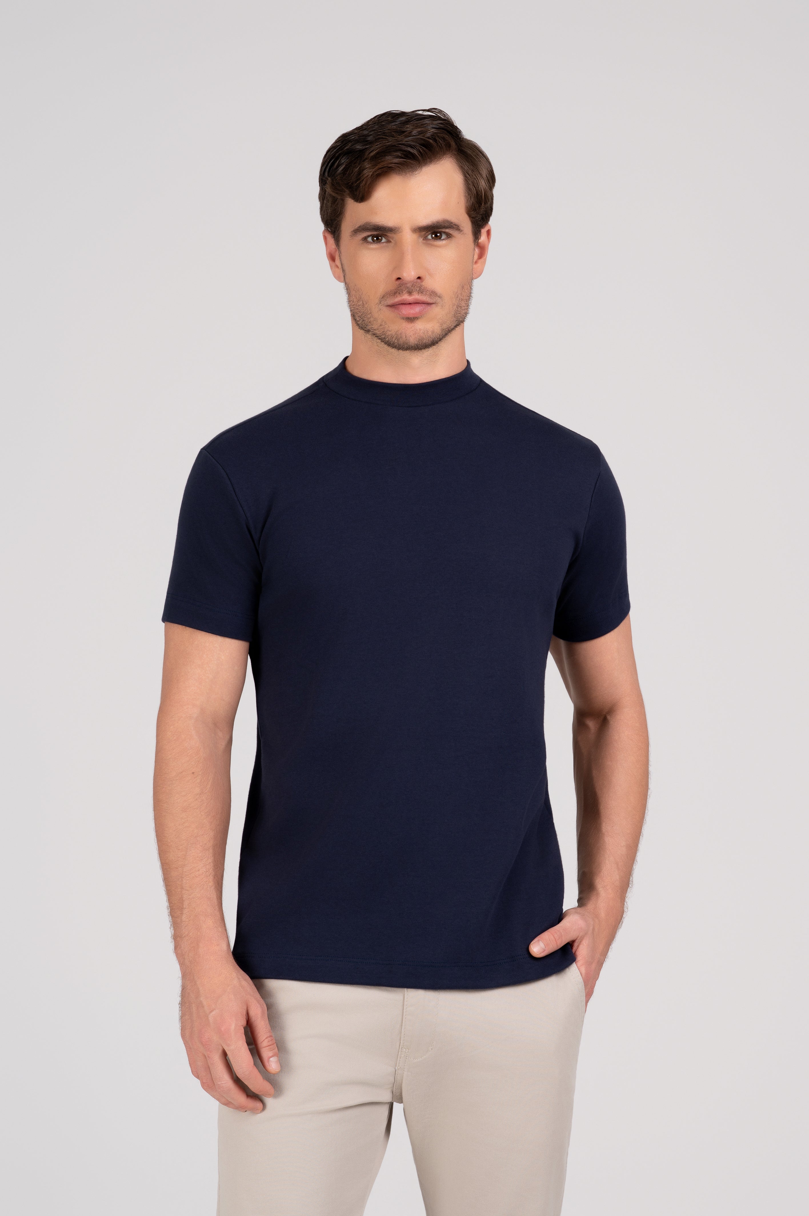 (KIT6) Camiseta Gola Alta Suedine Egípcio