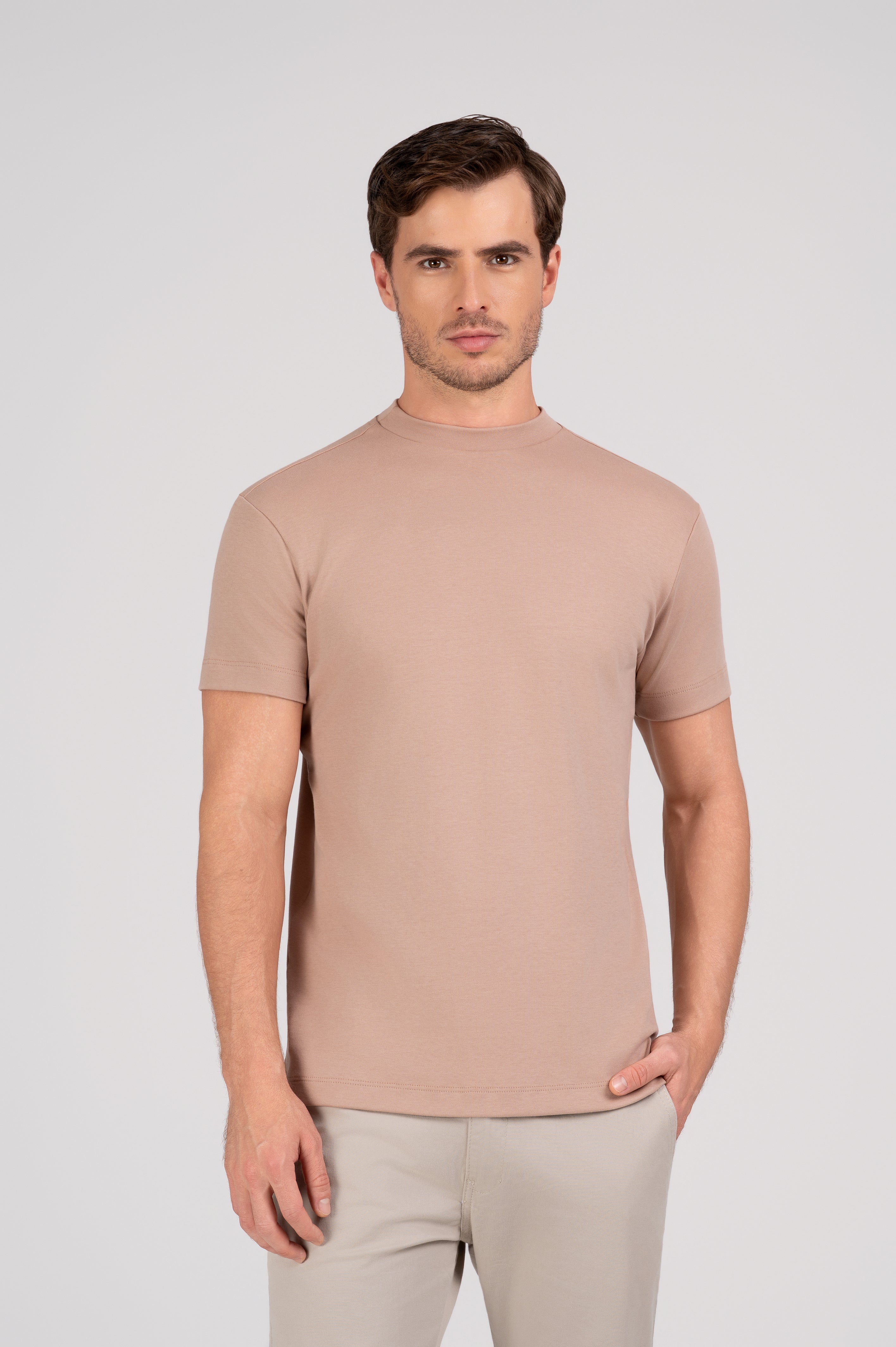 (KIT6) Camiseta Gola Alta Suedine Egípcio