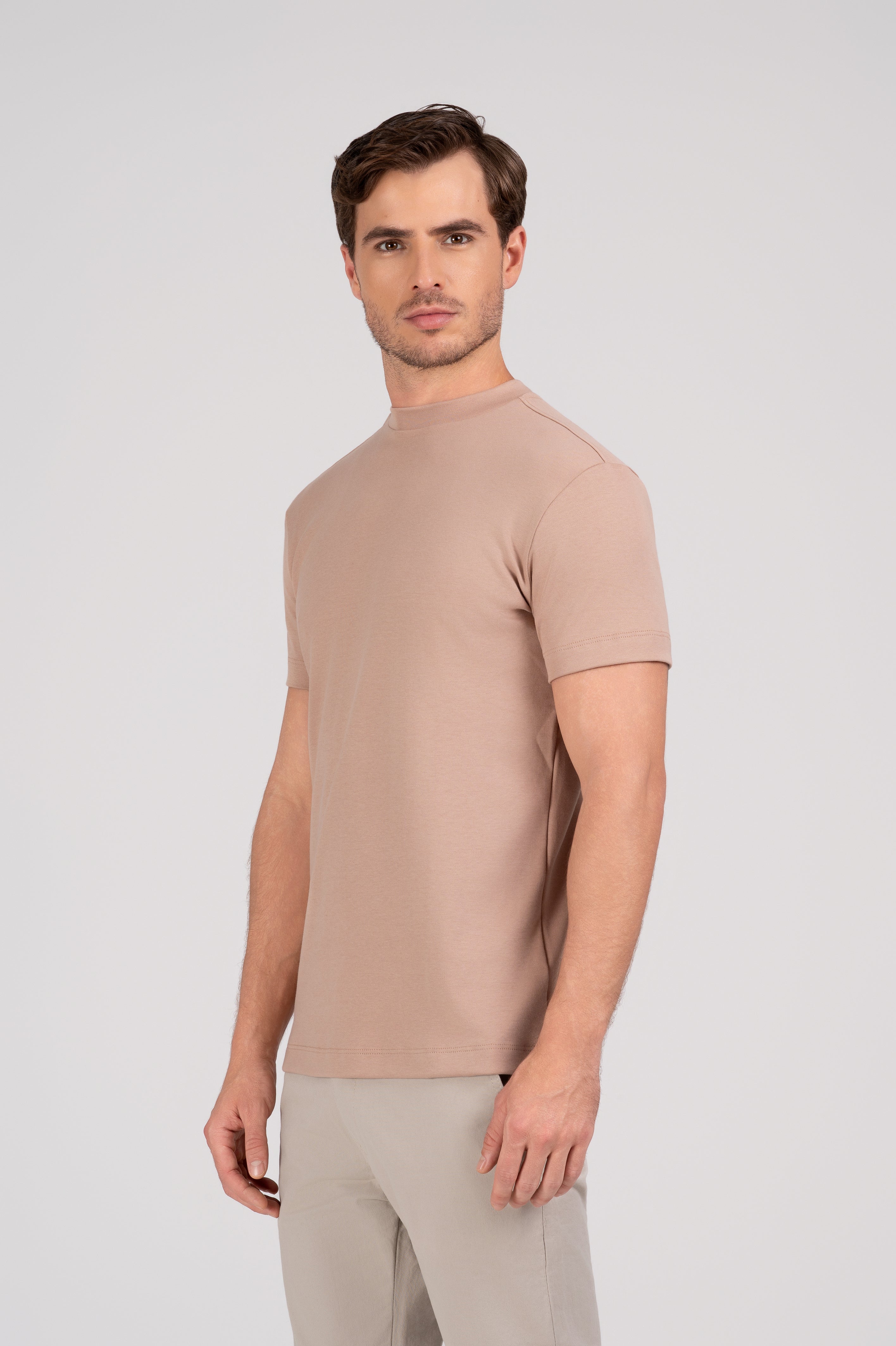 (KIT6) Camiseta Gola Alta Suedine Egípcio