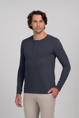 Henley Algodão Egípcio - Manga Longa