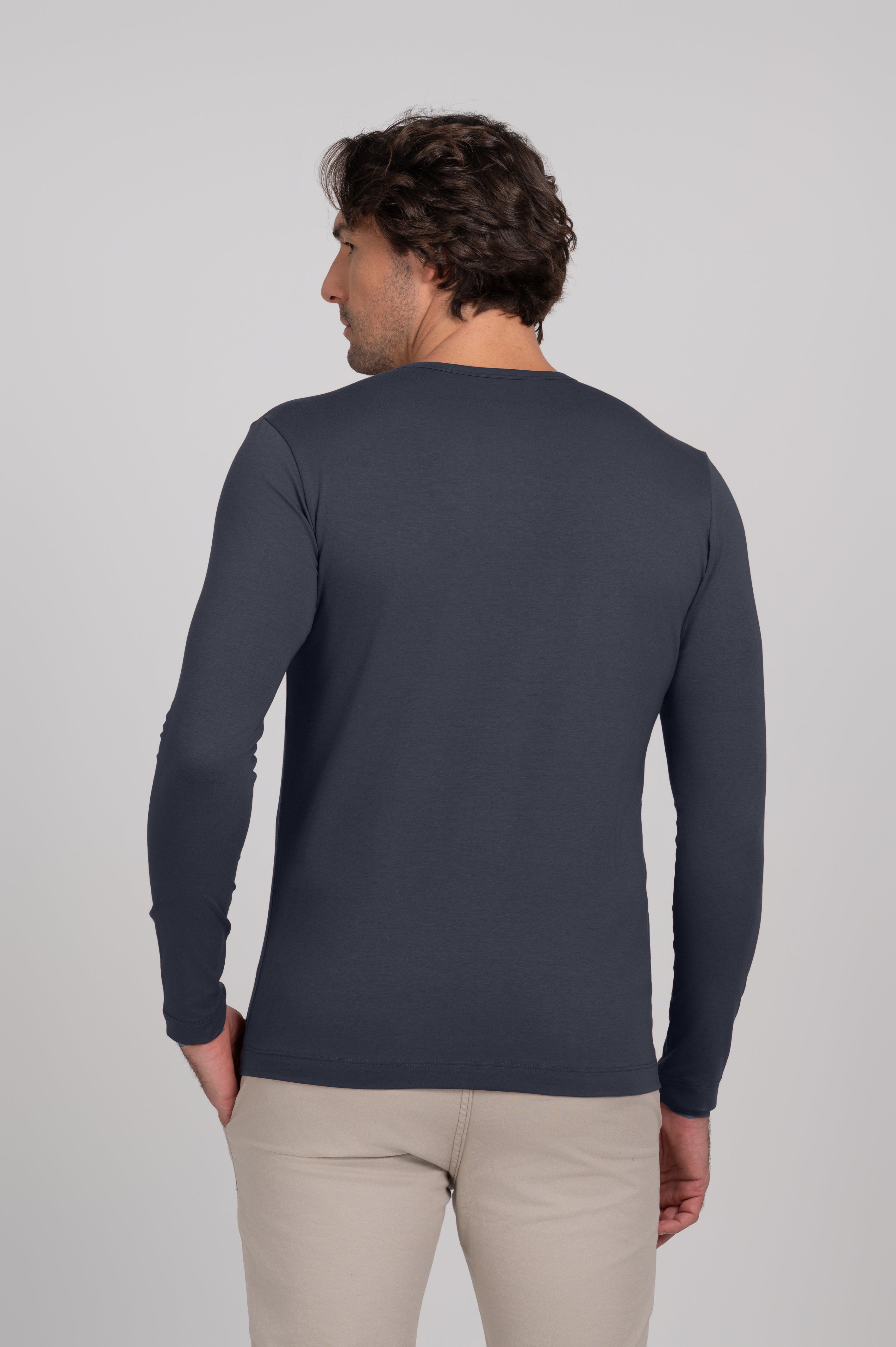 Henley Algodão Egípcio - Manga Longa
