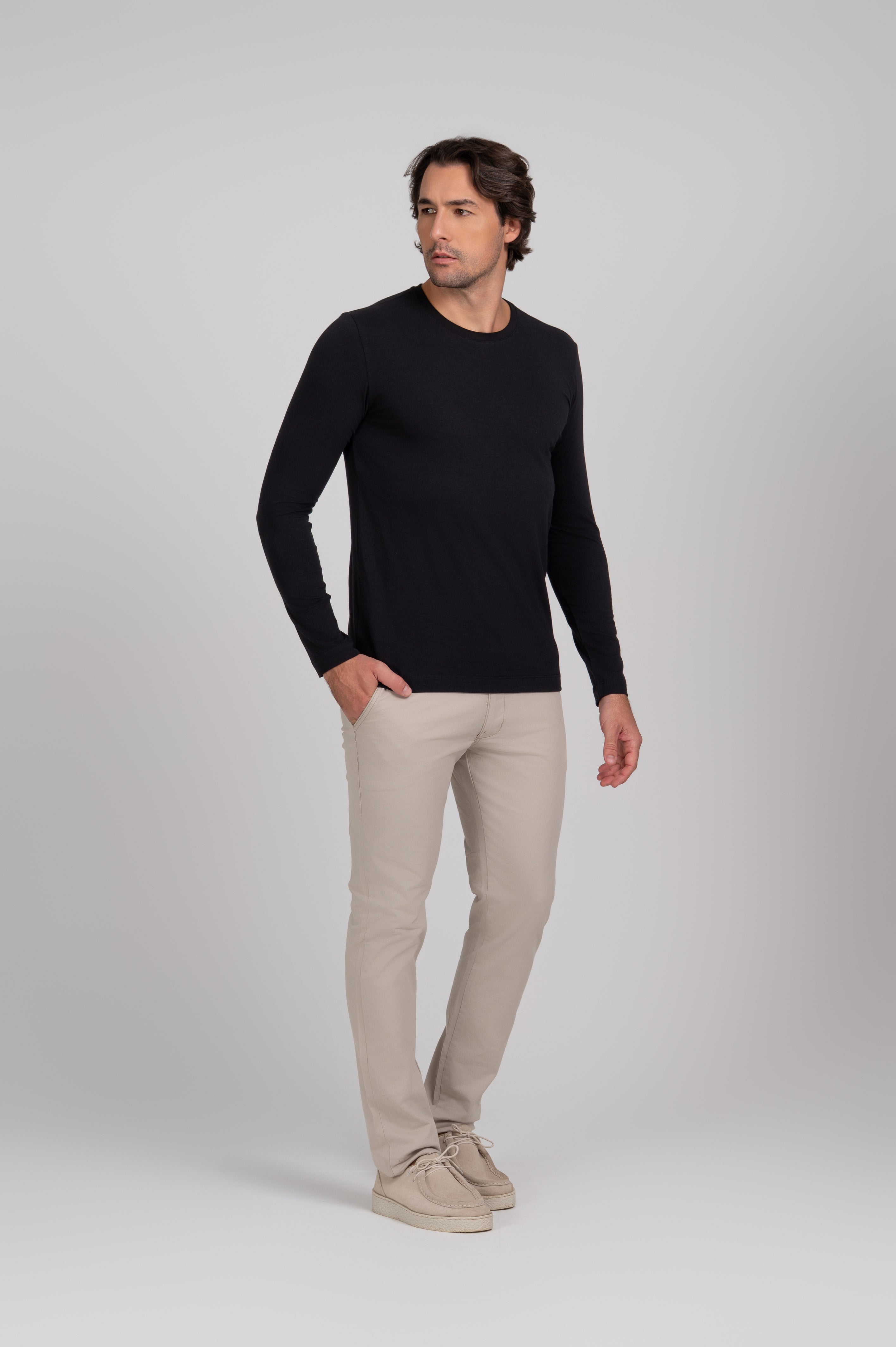 (KIT3) Henley Algodão Egípcio - Manga Longa