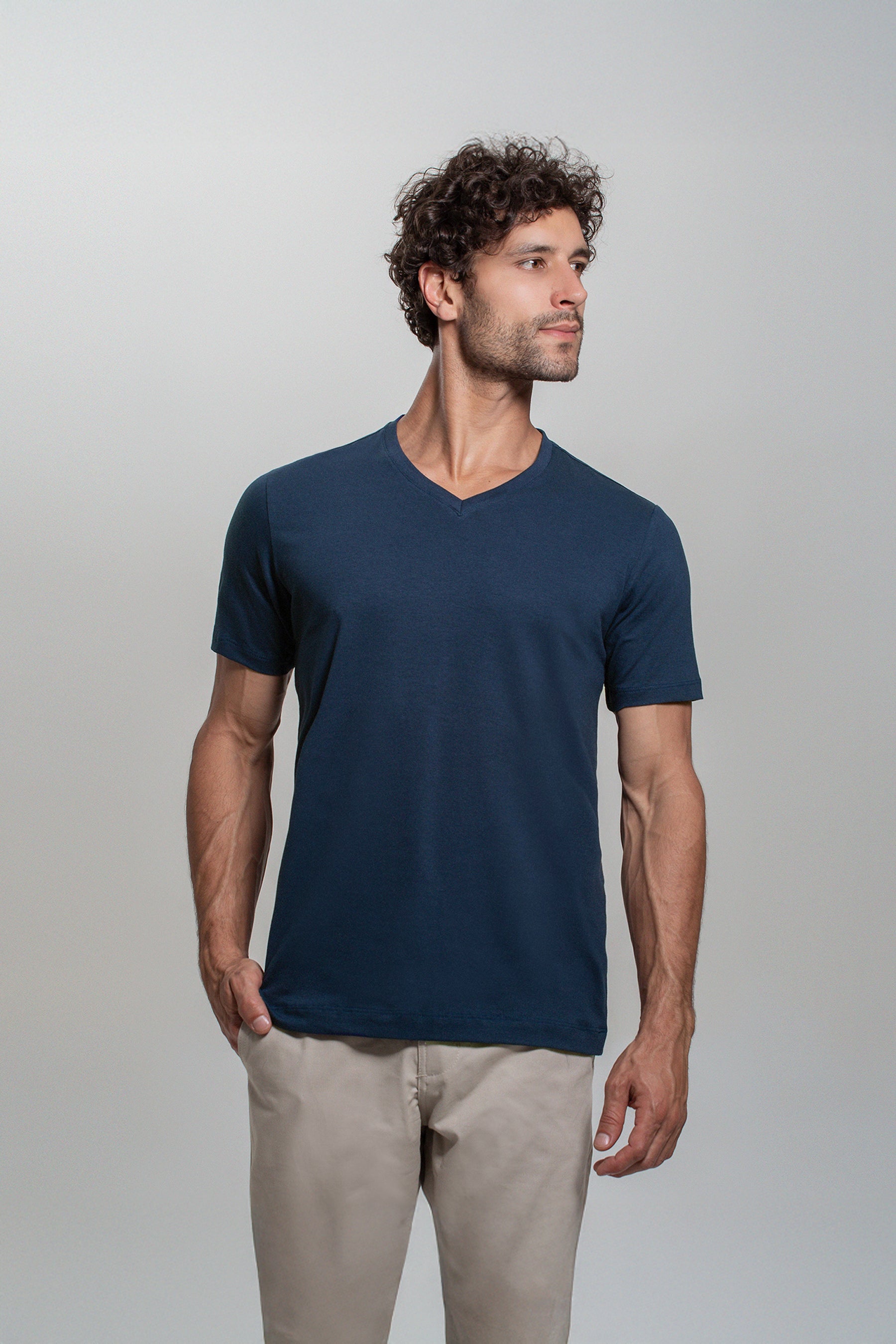 (KIT10) Camiseta Algodão Egípcio Gola V