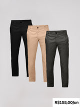 Kit 3 Calças Chino Alfaiataria - Personalize