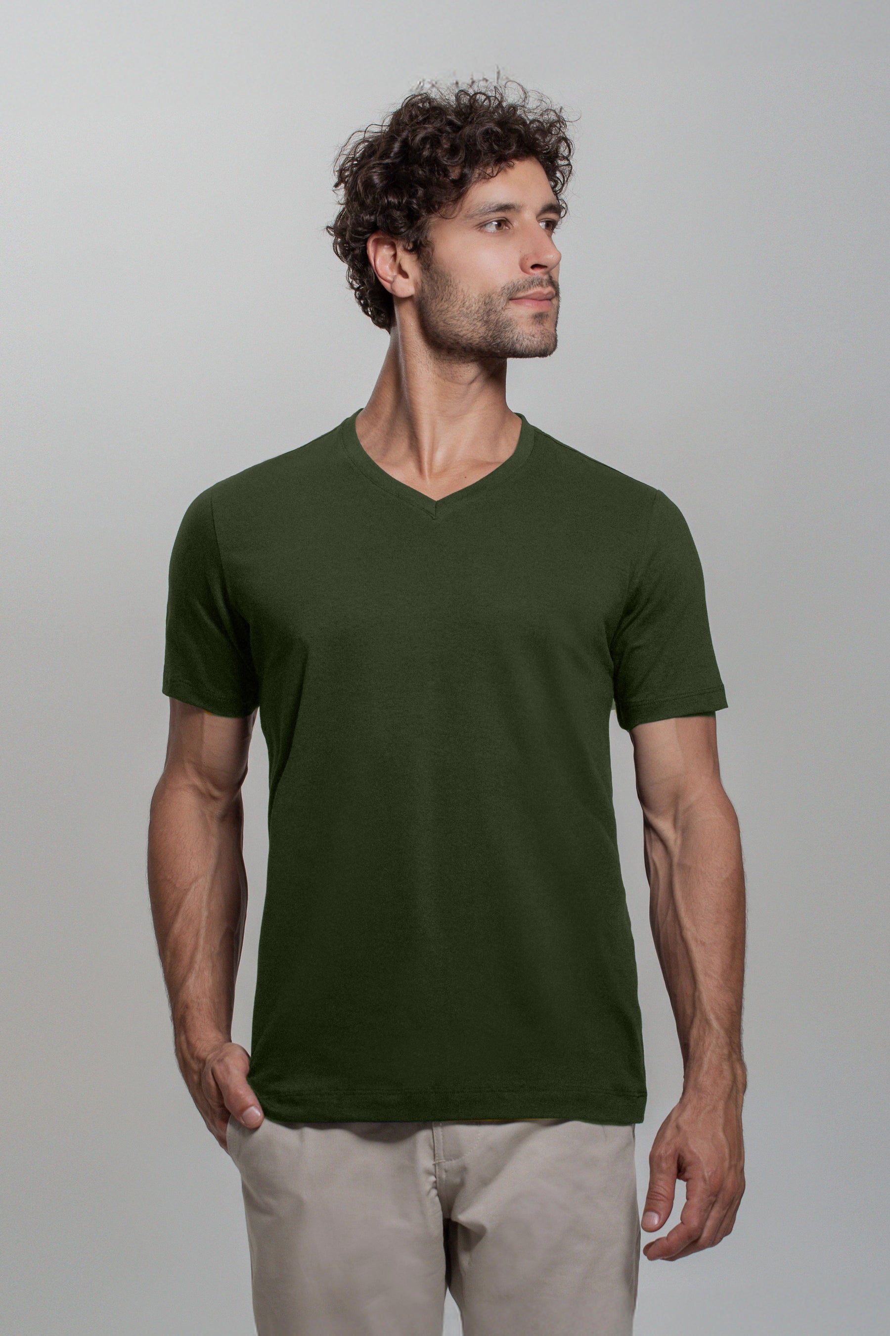 (KIT3) Camiseta Algodão Egípcio Gola V