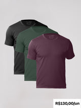 Kit 3 Camisetas Algodão Pima Gola C - Personalize