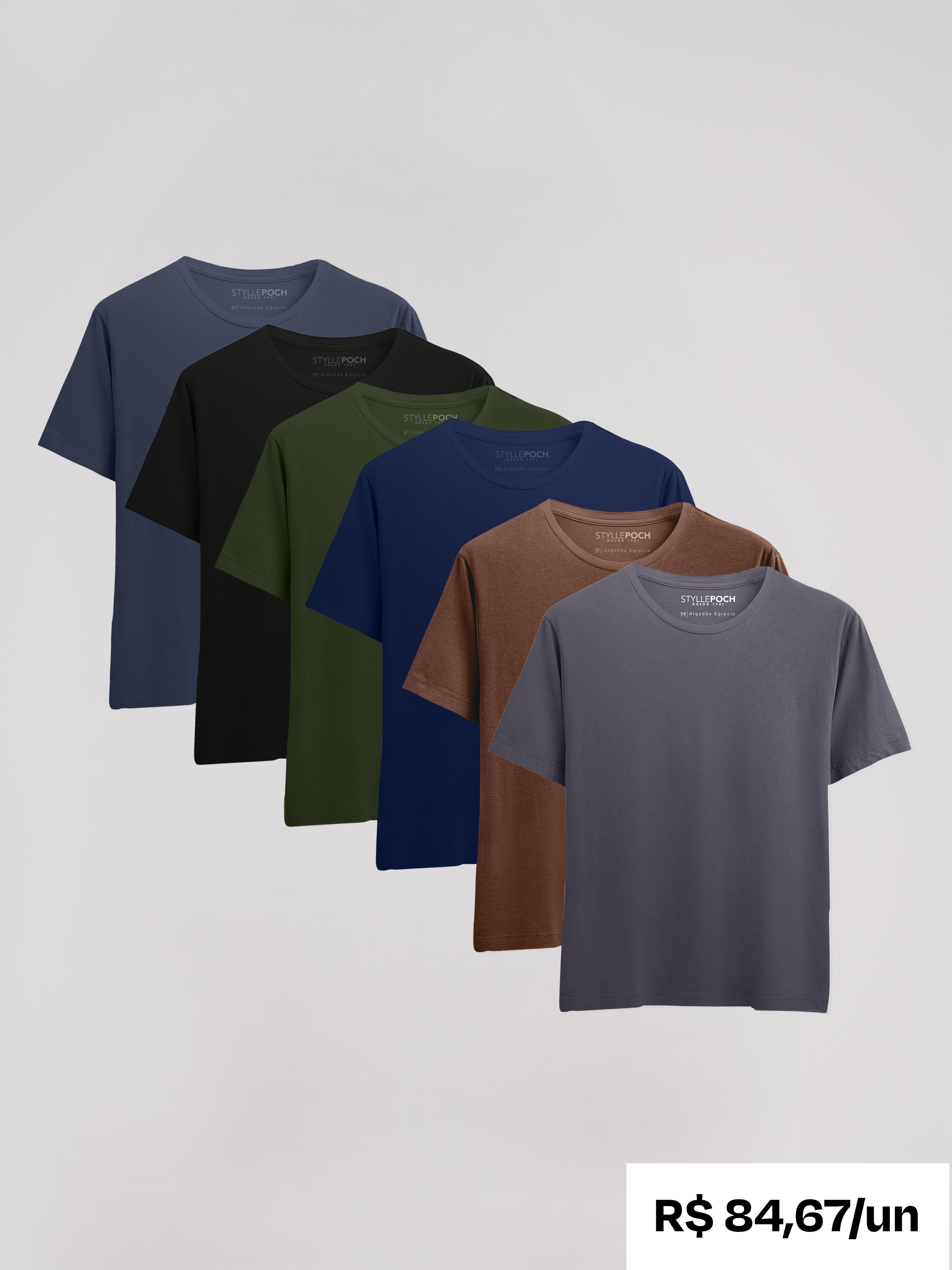 Kit 6 Camisetas Algodão Egípcio C/ V - Personalize