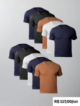 Kit 10 Camisetas Algodão Pima Gola C - Personalize