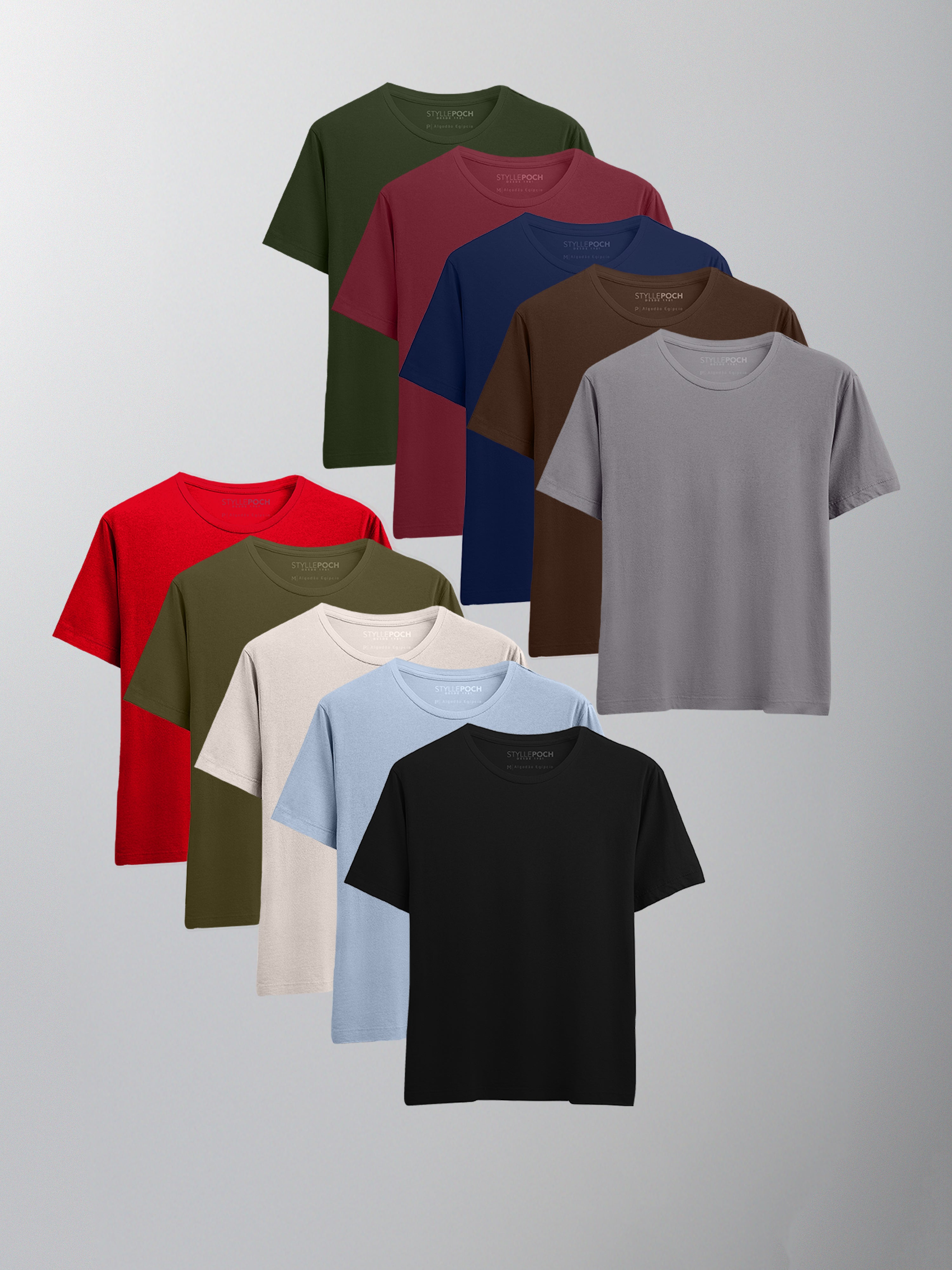 Kit 10 Camisetas Algodão Egípcio C/V - Personalize