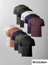 Kit 10 Camisetas Algodão Pima Gola C - Personalize