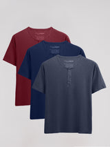 Kit 3 Camisetas HENLEY Algodão Egípcio - Personalize
