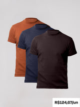 Kit 3 Camisetas Gola Alta Suedine Egípcio - Personalize