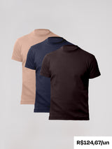 Kit 3 Camisetas Gola Alta Suedine Egípcio - SUPER OFERTA