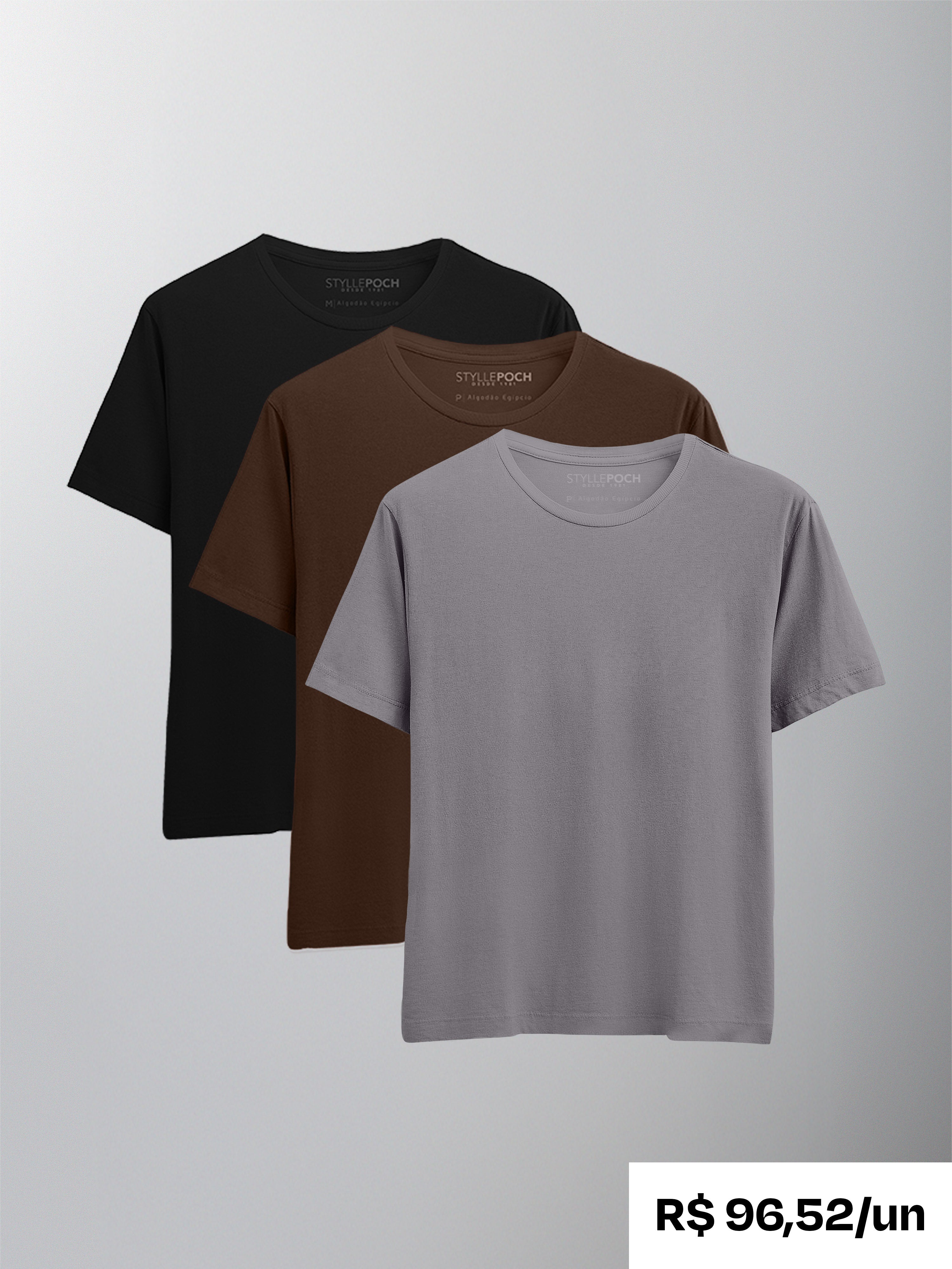 Kit 3 Camisetas Algodão Egípcio C/ V - Personalize