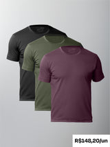 Kit 3 Camisetas Algodão Pima Gola C - Personalize