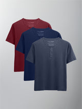 Kit 3 Camisetas HENLEY Algodão Egípcio - Personalize