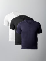 Kit 3 Camisetas HENLEY Algodão Pima - Personalize