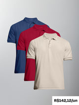 Kit 3 Camisas Polo Algodão Egípcio - Personalize