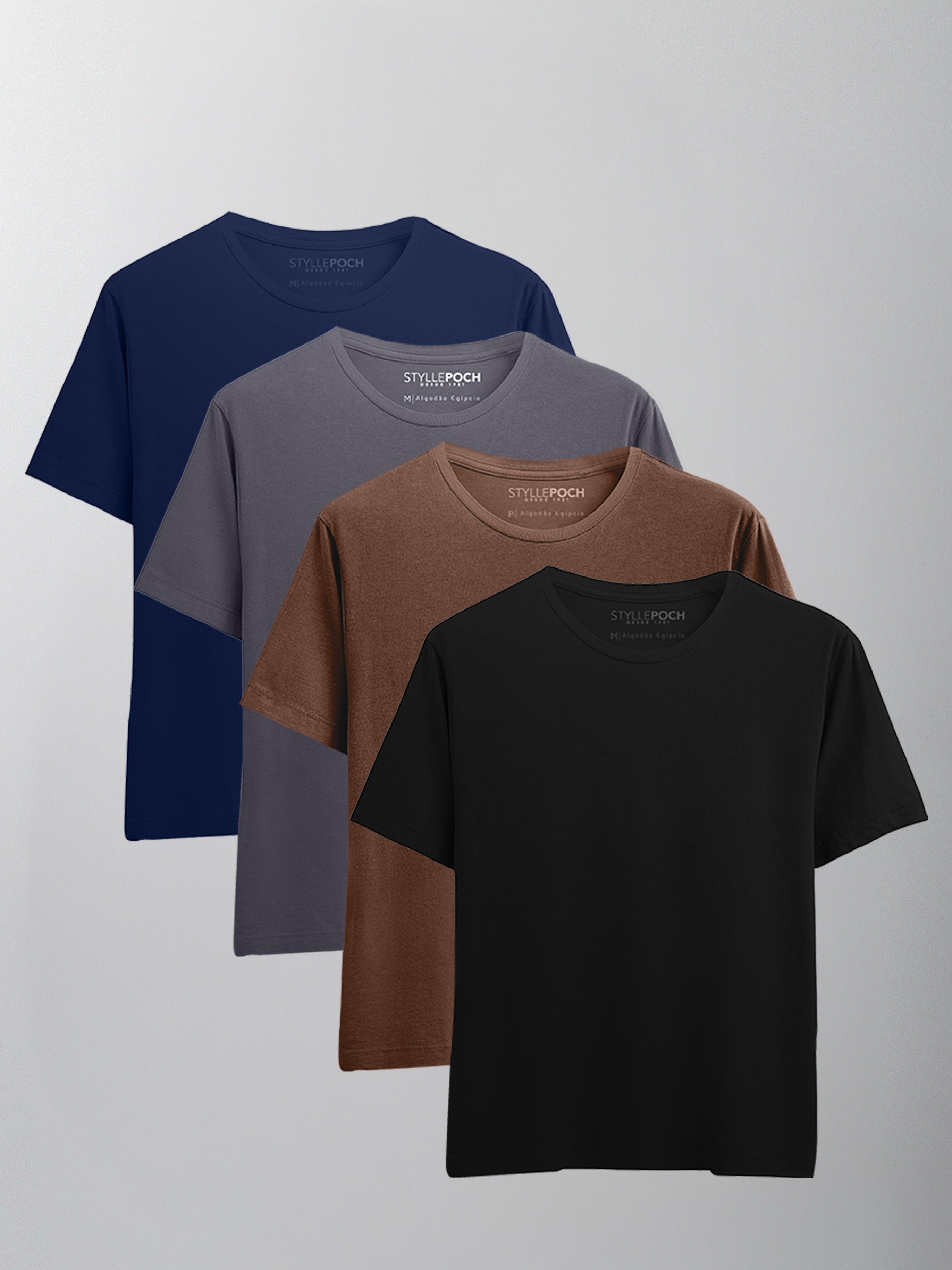 Kit 5 Camisetas Algodão Egípcio