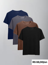 Kit 4 Camisetas Algodão Egípcio C/ V - Personalize