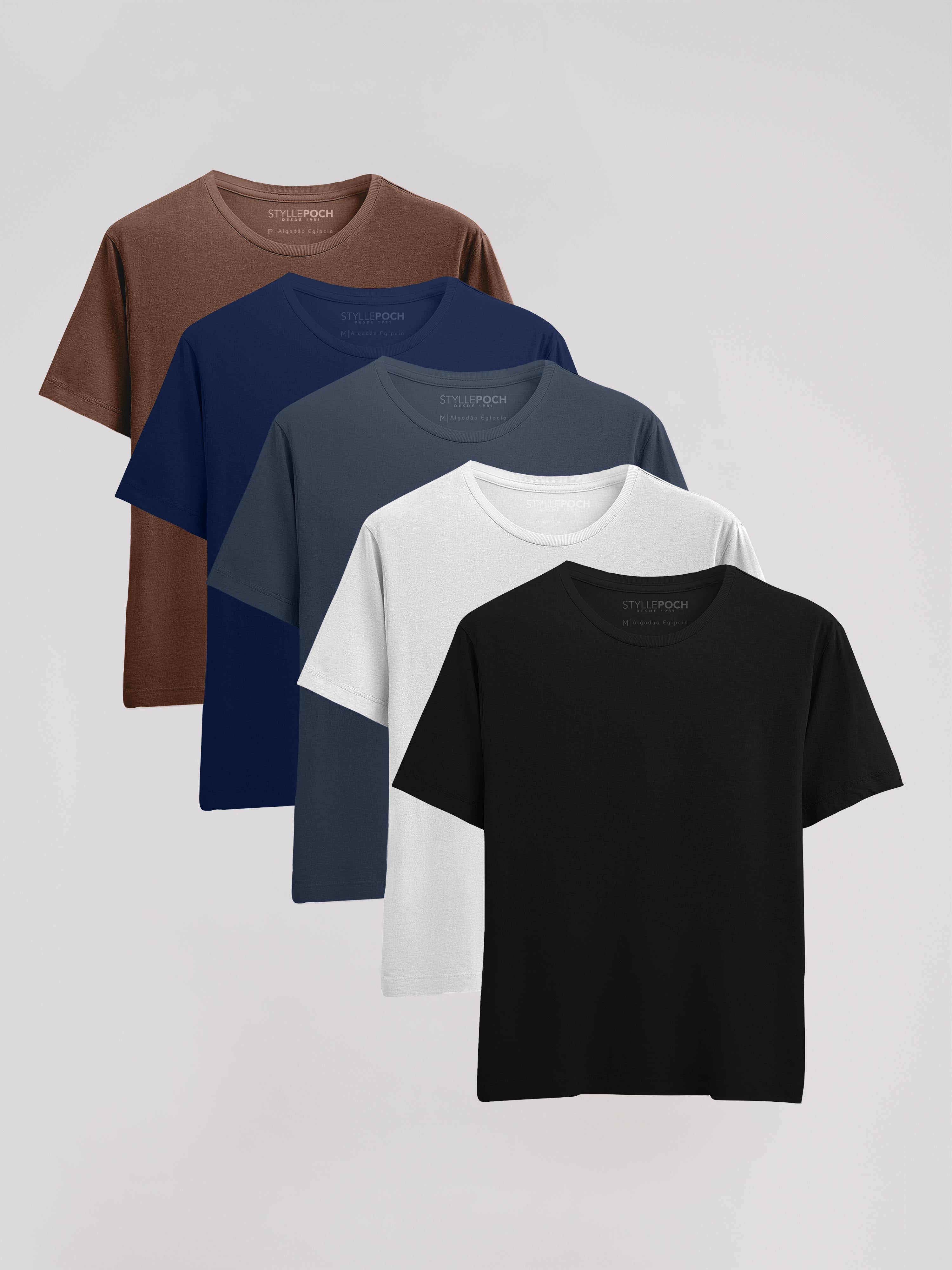Kit Work 5 Camisetas Algodão Egípcio