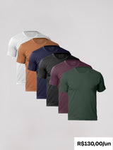Kit 6 Camisetas Algodão Pima Gola C - Personalize