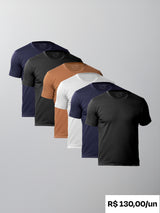 Kit 6 Camisetas Algodão Pima Gola C - Personalize